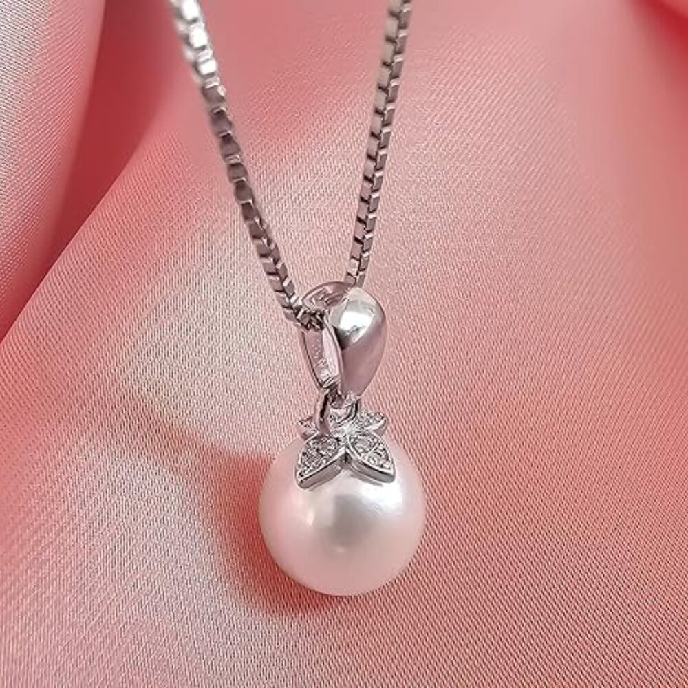 AAA+ Real Pearl Necklaces For Women (18k Gold Platting 925 Sterling Silver)